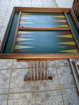 Savonarola game table used, wooden, foldable base