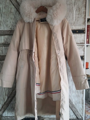 Celestino beige parka jacket like new with fur lining