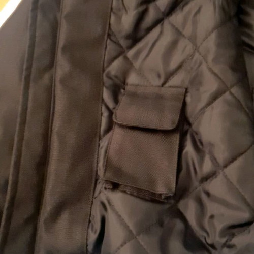 Biker jacket used, black with yellow details, men's L