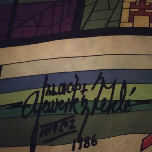 Vintage silk scarf by Afewerk Tekle 1986