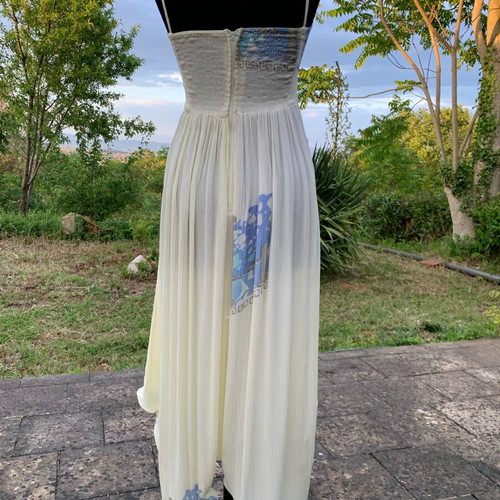 Long dress in archaic style like new, ivory viscose