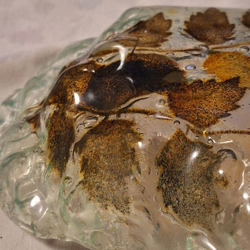 Murano Handcrafted Glass Platter with Earthy Leaf Design like new