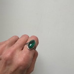 90s Boho Statement Ring with Green Malachite Stone, Like New