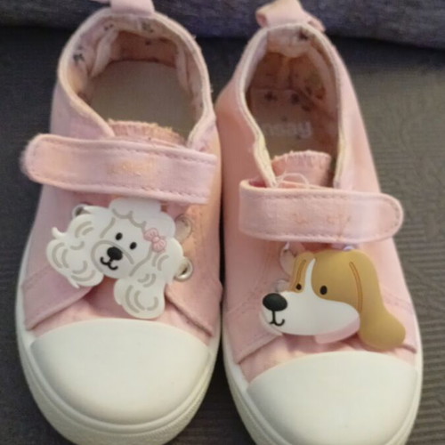 Pink Canvas Shoes No25 with Dog Design for Girls like new