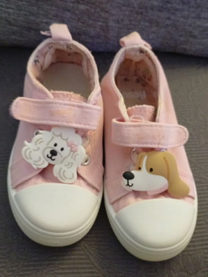 Pink Canvas Shoes No25 with Dog Design for Girls like new