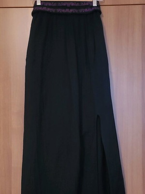 Disturbia Maxi Summer Skirt New Black Embroidered Cotton