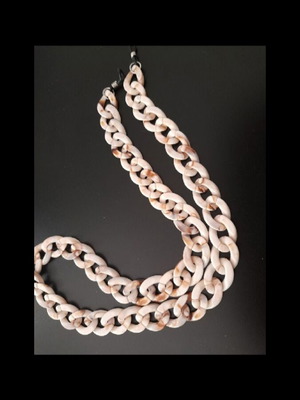 Glasses chain used, beige-brown, 66cm length, plastic