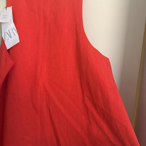 Zara coral short A-line dress with party shoulders new