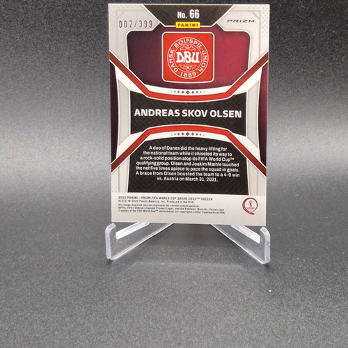 2022 Panini Prizm World Cup Qatar Red Prizm Andreas Skov Olsen #66 Rookie RC used