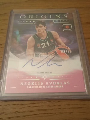 Neoklis Avdalas Panini Euroleague Origins autograph card /25