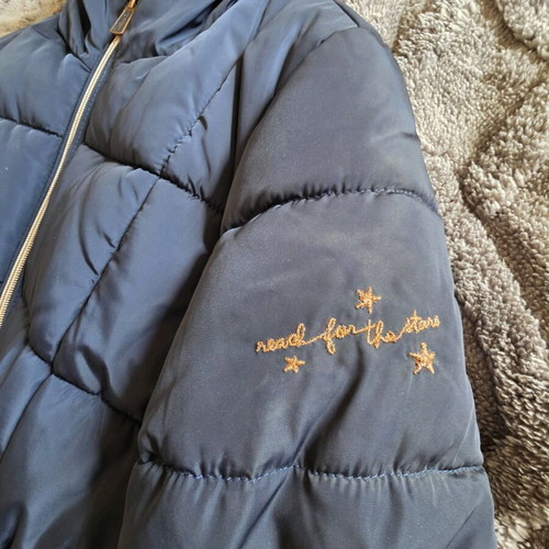 Girl coat navy blue size 146 like new
