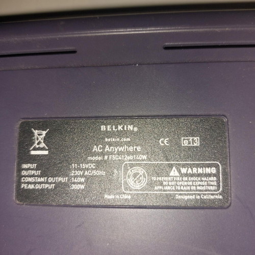 Belkin F5C412EB140W AC Anywhere power inverter 140W like new