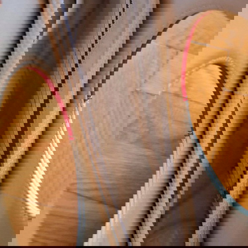 Τσάντα χειρός vintage μεταχειρισμένη, στρογγυλή πολύχρωμη