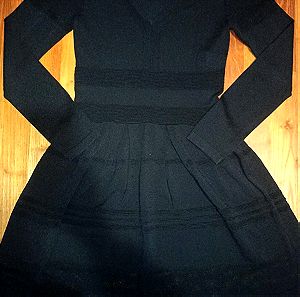 Sisley little black dress M μακρυμάνικο με διάτρητες λεπτομέρειες