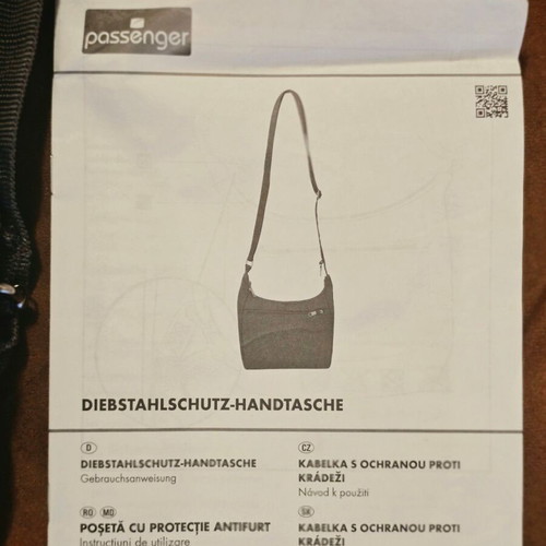 Passenger men's shoulder bag with RFID anti-theft protection, grey