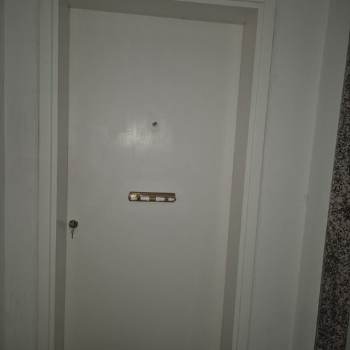 Wooden exterior entrance door with frame, white lacquer