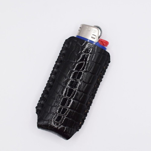 Black leather lighter case new