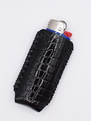 Black leather lighter case new