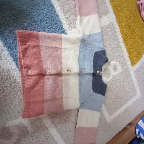 Baby wool cardigan with multicolor stripes H&M like new for 9-12M