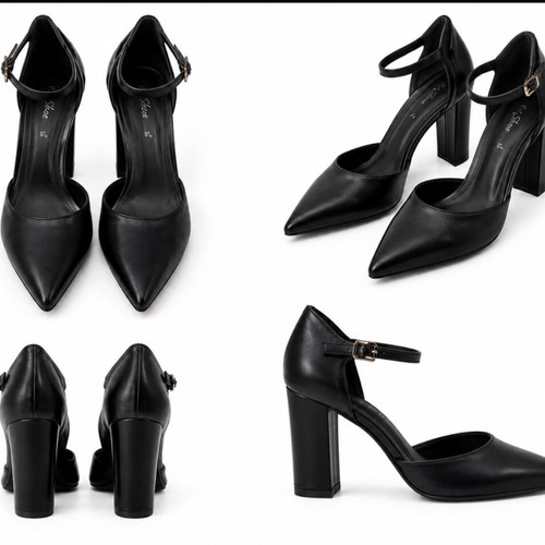 Black high heels like new, comfortable heel, size 36