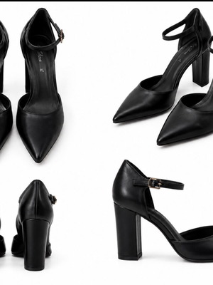 Black high heels like new, comfortable heel, size 36