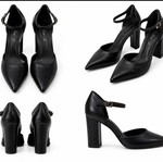 Black high heels like new, comfortable heel, size 36