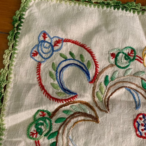 Handmade folk art embroidery used