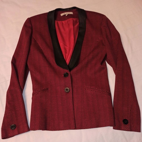 Luccil.B women's jacket used, herringbone pattern red and black, size L
