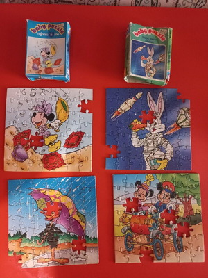 Mini puzzles Bugs Bunny, Donald, Mini and Mickey used, set of 4