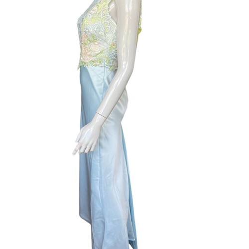 Karen Millen Petite Lace Woven Maxi Dress new, blue, size S