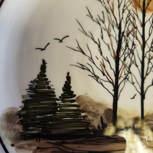 Decorative handmade platter used, 30 cm diameter