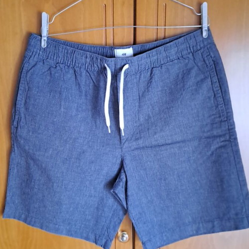 H&M cotton bermuda shorts like new, blue with drawstring