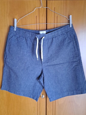H&M cotton bermuda shorts like new, blue with drawstring
