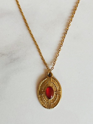 Messini Pendant new, stainless steel, red and gold