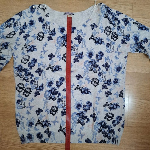 BHS autumn sweater new, grey with blue floral pattern