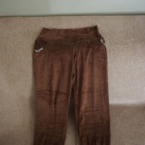 Velvet jogger pants brown like new with decorative stones