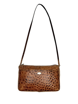 Salvatore Ferragamo vintage δερμάτινη τσάντα ώμου μεταχειρισμένη, καφέ