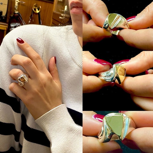 Silver-gold k14 ring new, size No15/55