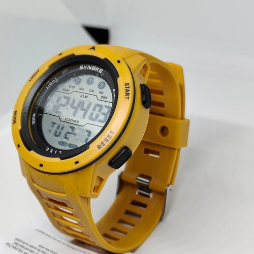 Synoke digital sports watch with yellow strap new