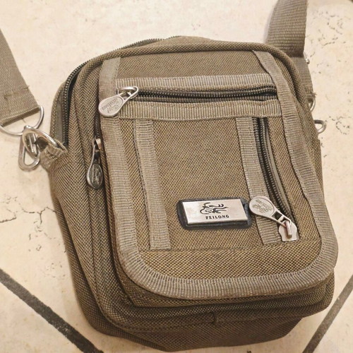 Feilong men's canvas shoulder bag, beige