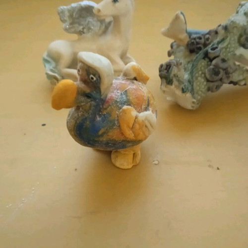 Vintage plaster decorative items used, pack of 3 Pegasus dolphin bird