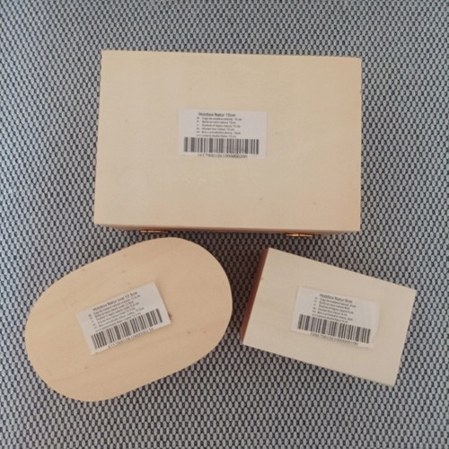 Set of 3 wooden storage and decoration boxes with 12 mini clothespins