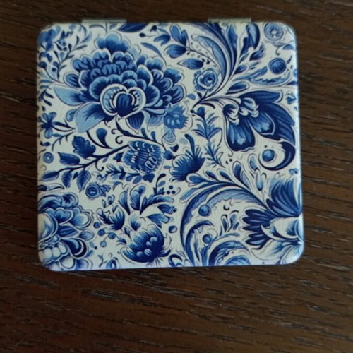Compact mirror new with blue floral design