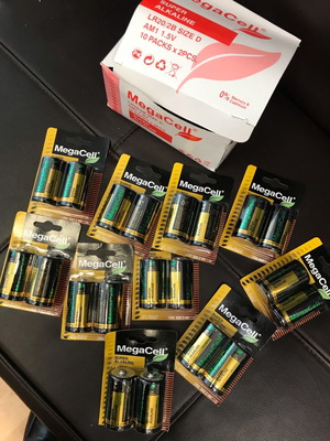 Mega Super Alcaline Size D Batteries new, pack of 20