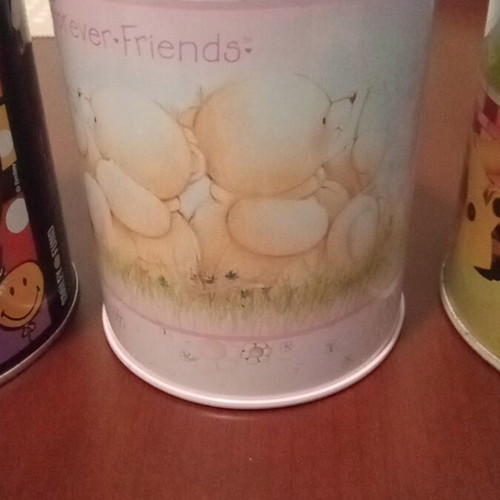 Metal pencil holders for children, set of five used