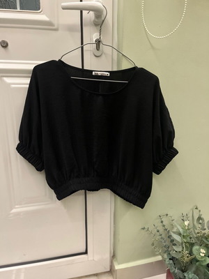 Zara Μαύρη Crop Μπλούζα Size M Σαν Καινούργιο