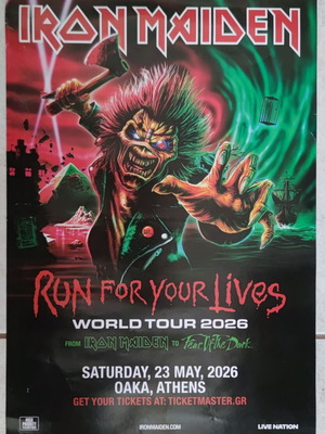 Iron Maiden concert poster used, Athens O.A.K.A. 23.05.2026