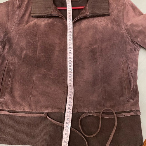 Lussile brown suede leather jacket used, women's size M