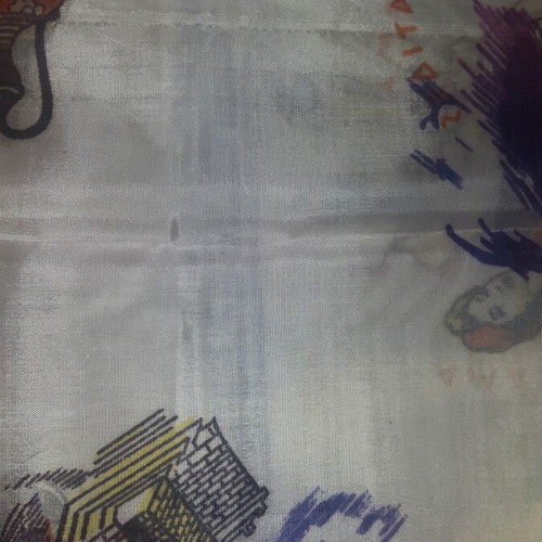 Silk Scarf Parthenon Acropolis like new, large vintage 1960s shawl