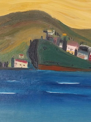 Landscape and Ship Oil Painting on Canvas New 70×40cm